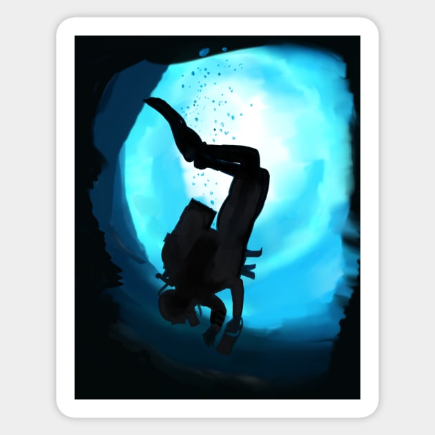 Deep Blue Diver Sticker by laceylschmidt